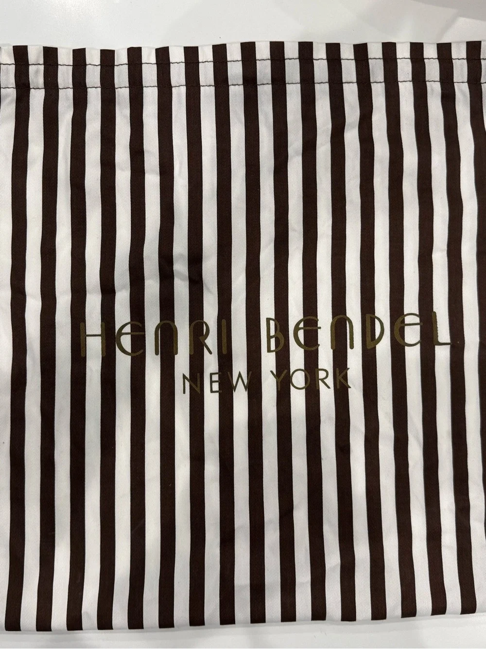 henri bendel Brown and White Striped Throw with Logo